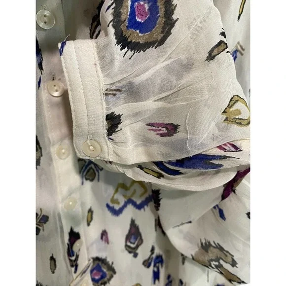 LUCKY BRAND aztec design cream color long sleeve blouse /top, size XL - Picture 4 of 5